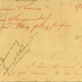 Letter: J Lutton & Sons, Iron founders, Boilermakers and Blacksmiths, 112 Hay Street, wrote in 
