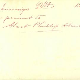 Letter - Application for a blasting permit on the site of proposed new coffee palace, Bent Street Sydney, 1888