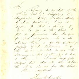 Memorandum: R Richards, City Surveyor, suggests that the timber currently occupying the Wharf at Bathurst 