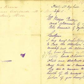 Letter: James Brown writes to complain about the filthy hovels situated in Adelaide Street Surry 