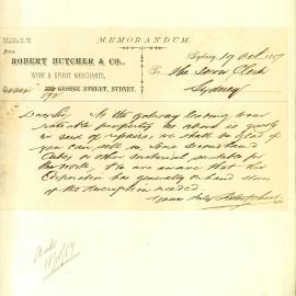 Memorandum: Robert Butcher & Co. requesting the supply of some secondhand cubes or similar material for 