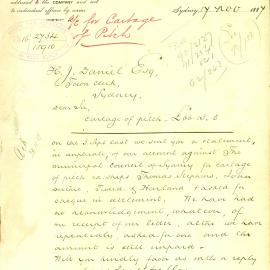 Letter: Mr Bailey, for Wright, Heaton & Co. Ltd, reminding the Council that a statement of their 