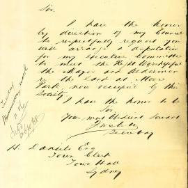 Letter: Agricultural Society of N.S.W. Tattersall's Buildings Hunter St, requesting meeting with 