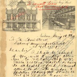 Letter - Application to vacate shop 42, Queen Victoria Markets, 1899