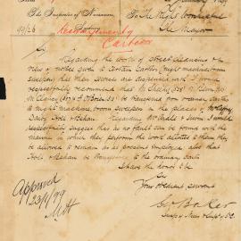 Memorandum: G. Baker, Insp of Nuisances recommends that carters M. Sheehy, R. Benn, M. Clancy & F. 