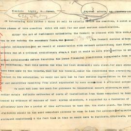 Memorandum -  Minute regarding electric light from Mayor, Sydney, 1899