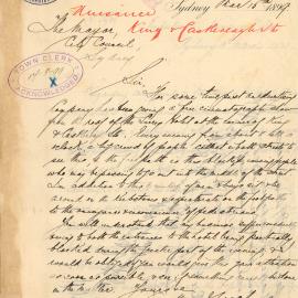 Letter - Complaint about free cinematograph on roof of Surrey Hotel, 1899