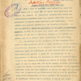 Letter - Board of Health AR Gullick pamphlets regarding typhoid, diphtheria, scarlet fever, 1899
