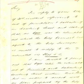 Letter: W Grierson, Council Clerk, Borough of Redfern, to TC. Reply that £900 estimated cost, 