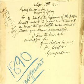 Petition - Request from Camperdown to prevent tipping of noxious rubbish in Moore Park, 1890