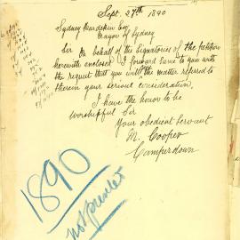 Petition - Request from Camperdown to prevent tipping of noxious rubbish in Moore Park, 1890