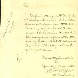 Letter: The Department of Lands informs that the Secretary of Lands would like to meet the Mayor to 