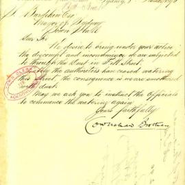Letter: Cowlishaw Brothers complaining about the discomfit and inconvenience they are subjected to 