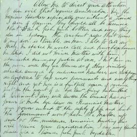 Letter - Complaint from M Fox about harassment by hawkers, Chippendale, 1890