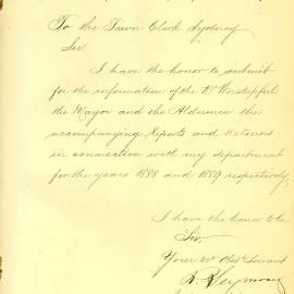 Memorandum - Richard Seymour, Inspector of Nuisances' Report for 1889