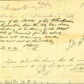 Letter: J McDermott, 13 Shepherd Street. Complaining of the state of Shepherd Street.There is a 