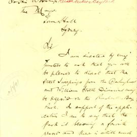 Letter -  Request for street sweepings for Rushcutters Bay Park, 1891
