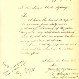 Memorandum: Inspector of Nuisances to the Town Clerk reporting Mr John Maguire, assistant to the Chief 