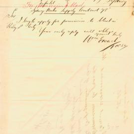 Letter: William Ewart, Railway Contractor, seeking permission to blast in Riley Street. City 