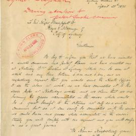 Letter - Invitation to inspect smoke consumer and patent blower, 1892