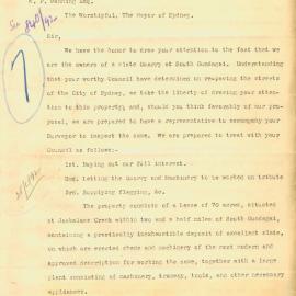 Letter: John S. Jamieson and John Black offering their slate quarry at South Gundagai either for 