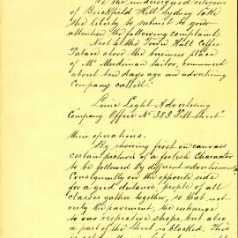 Petition - Complaint about crowds blocking pavement, Brickfield Hill, 1892