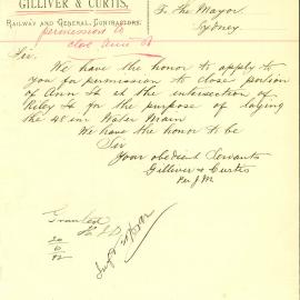 Letter: Gilliver & Curtis requesting permission to close the intersection at Ann & Riley Sts to lay 