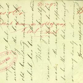 Letter  - Practice of dumping loads of rubbish on vacant land in Kent Street, 1892