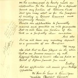 Letter - Application to lease a portion of Belmore Park for circus tent, 1892 