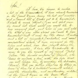 Memorandum - List of operas transcribed for the Grand Organ, Sydney Town Hall, 1892