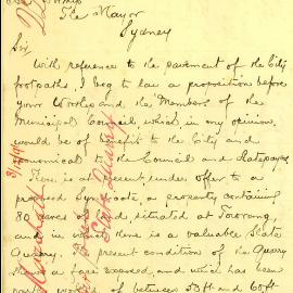 Letter: J.T. Marshall suggesting the purchase of a disused slate quarry presently for sale at 