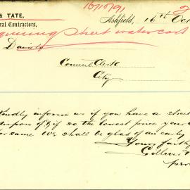 Letter: Inquiry whether a water cart is available for purchase by Gulliver and Tate.