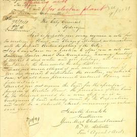 Letter - Proposed site for an electric plant for lighting the City, Sydney, 1891