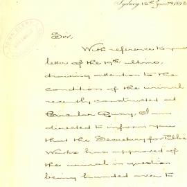 Letter: J. Barling, Under Secretary, Public Works Department to Town Clerk advising that the urinal 