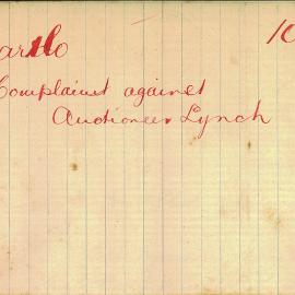 Letter - Complaint that auctioneer at Fish Markets is often drunk and insulting, 1893 