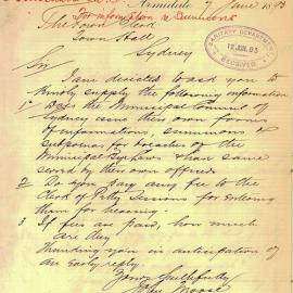 Letter: Armidale Municipal Council requesting information about City Council's issuing of 