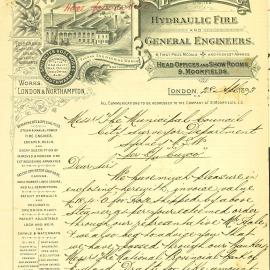 Letter: the Sphincter Hose & Engineering Co Ltd London, forwarding invoice for hose shipped per S/S 
