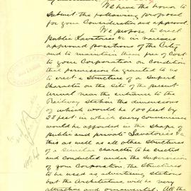 Letter - Offer to erect public lavatories, 1893