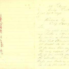 Letter: William Chambers, 48 Fitzroy Street, seeking to replace his father as Watchman at Moore 