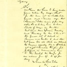 Memorandum: Hugh Gordon, Inspector at the Metropolitan Sale Yards, recommends that Alexander Dobson 