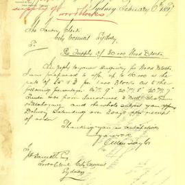 Letter: Allen Taylor, Taylor's Wharf Abattoir Rd Pyrmont, tender to supply wood blocks; followed by 