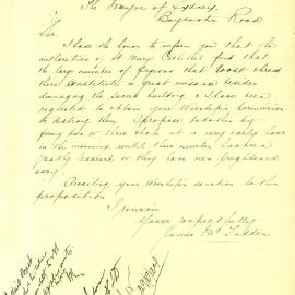 Letter: James McFadden, 16 Riley Street Woolloomooloo. The authorities of St Mary's Cathedral find 