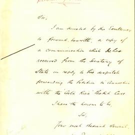 Letter: The Governor forwards a copy of a letter received from the Secretary of State in Downing 