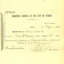 Memorandum: City Treasurer. Receives from the Town Clerk the sum of £91.1.10 being dividend on Councils 