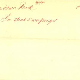 Letter - Request that City street sweepings be used at Camperdown Park, 1895