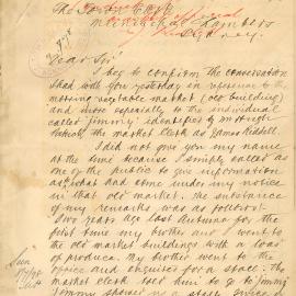Letter - Complaints about Belmore Markets, 1898