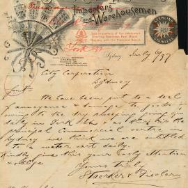 Letter – Staerker & Fischer complaint regarding damage to goods York Street Sydney, 1897