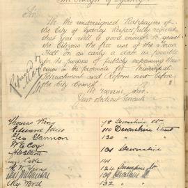 Petition: 9 separately addressed petitions for undersigned ratepayers requesting the free use of 