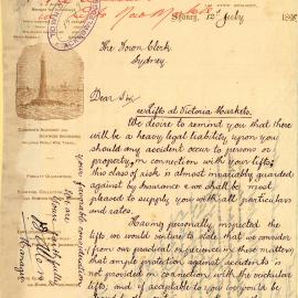 Letter: Ocean Accident and Guarantee Corp Ltd 134 Pitt St, stating they would offer suggestions to 