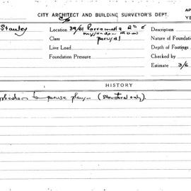 Building Inspectors Card: 39/61 Parramatta Road and Missenden Road. Perusal. Application to Peruse 